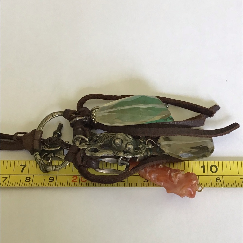 Love Heals Mixed Charms Gems Leather Necklace - Picture 10 of 10